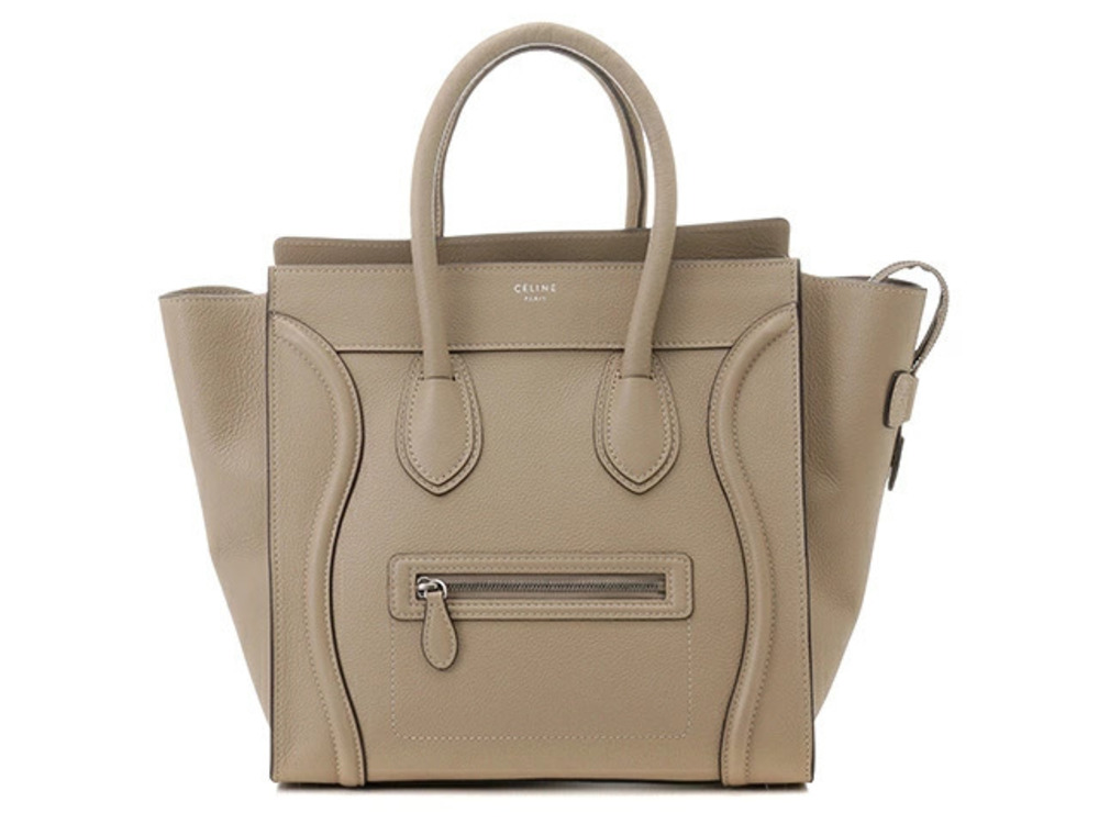 Celine Luggage Tote Tote Bag Shopper Calfskin Embossed Beige Cream